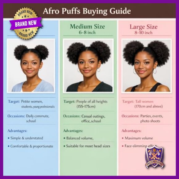 Human Hair Afro Puff Ponytail Set, 2PCS, Drawstring Design for Easy Styling